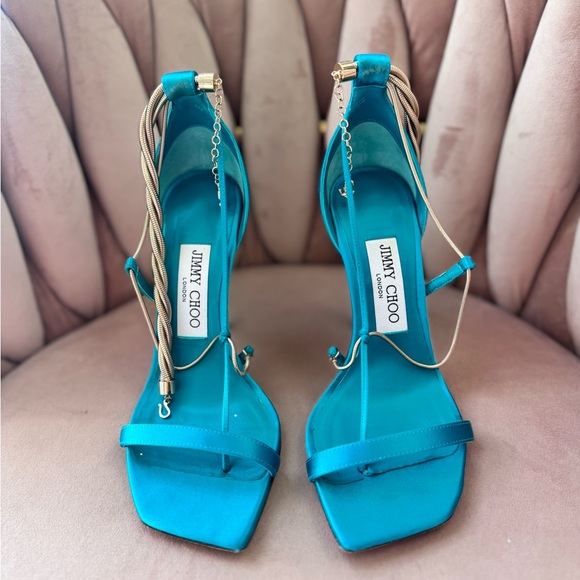 Jimmy Choo Turquoise Heeled Sandals - Picture 1 of 7